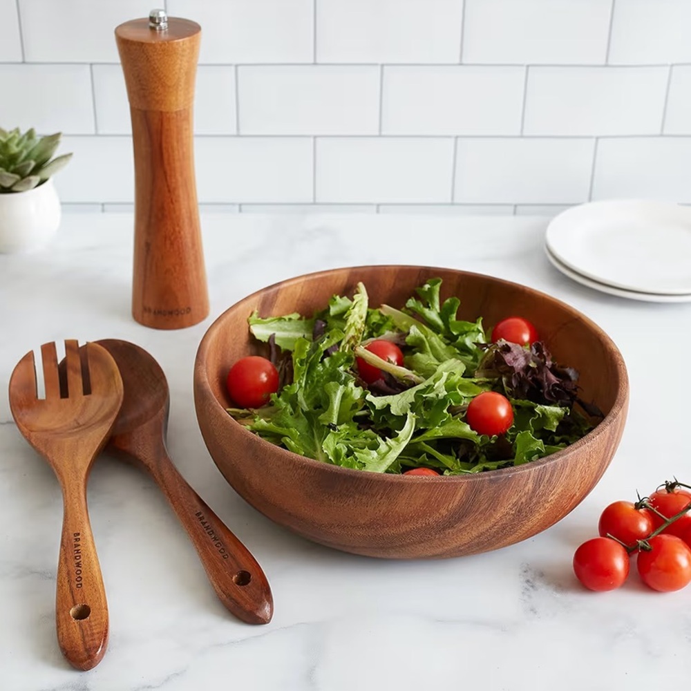 Brandwood Salad bowl and Peppermill set - 100% Durable Acacia Wood NEW
